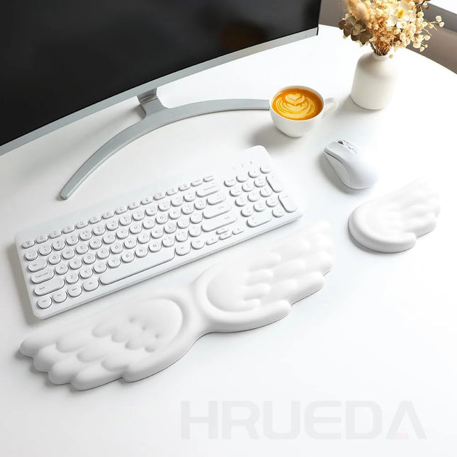 Repose‑Poignet Ergonomique « Aile d’Ange » – Clavier Mécanique & Souris, Mousse à Mémoire de Forme