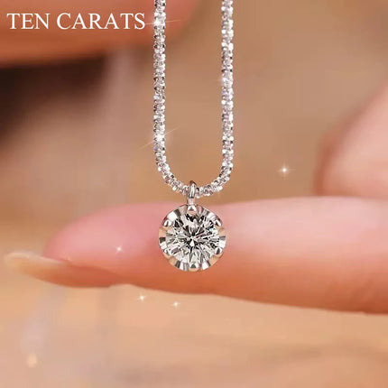 Collier en Argent Sterling S925 avec Moissanite TEN CARATS (0.5‑2CT) – Pendentif Super Scintillant Couleur D VVS1