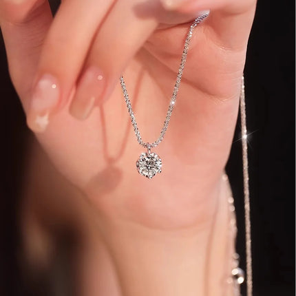 Collier en Argent Sterling S925 avec Moissanite TEN CARATS (0.5‑2CT) – Pendentif Super Scintillant Couleur D VVS1