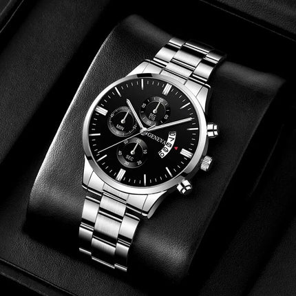 Montre Homme de Luxe – Style Business, Mouvement Quartz avec Calendrier, Bracelet en Acier Inoxydable