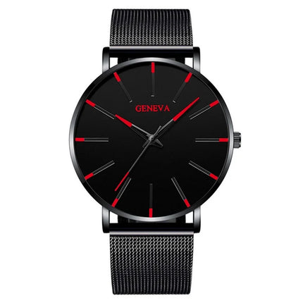 Montre Homme Ultra‑Mince – Style Business, Bracelet Maille Acier Inoxydable, Mouvement Quartz