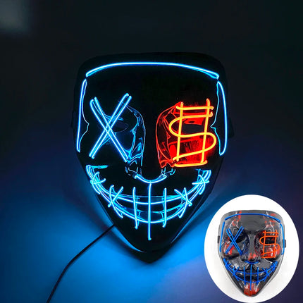 Masque de Mascarade Lumineux – Drôle & Mignon – Pour Enfants et Adultes – Masque Complet LED – Style Purge Classique pour la Nuit