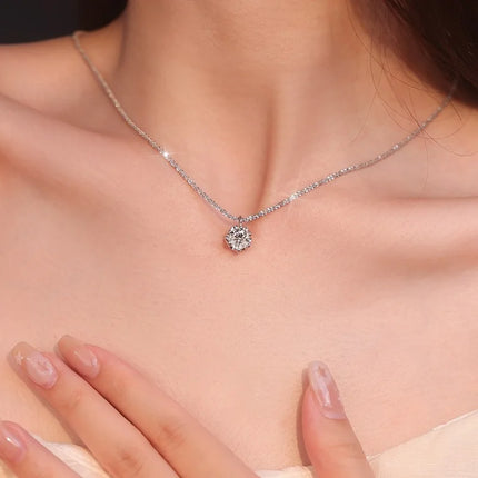 Collier en Argent Sterling S925 avec Moissanite TEN CARATS (0.5‑2CT) – Pendentif Super Scintillant Couleur D VVS1