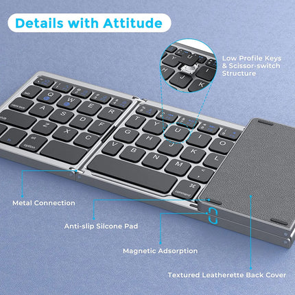 Clavier Bluetooth Sans Fil Pliable Seenda – Portable, Rechargeable – Compatible PC, Mac, Smartphone, Windows, iOS & Android