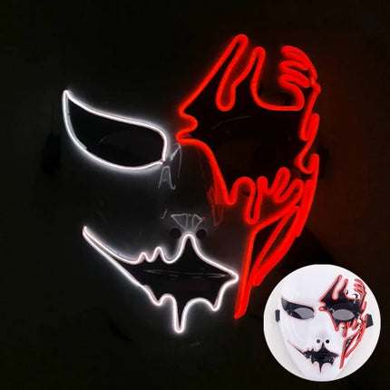 Masque LED Peint à la Main – Halloween, Carnaval, Mascarade & Cosplay – Effet Horreur Lumineux – Accessoire Unisexe