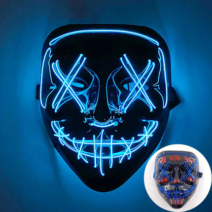 Masque de Purge Lumineux Sans Fil – LED Multicolores – Brille dans la Nuit – Déguisement pour Adultes & Enfants