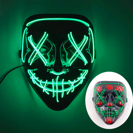 Masque de Mascarade Lumineux – Drôle & Mignon – Pour Enfants et Adultes – Masque Complet LED – Style Purge Classique pour la Nuit