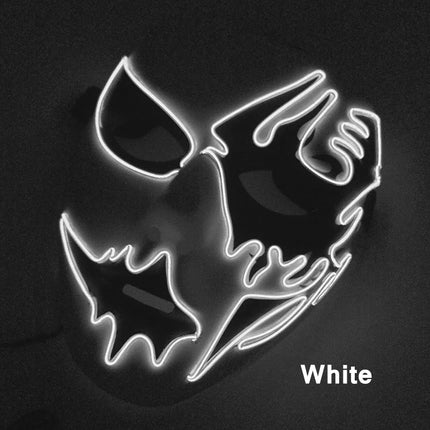 Masque LED Peint à la Main – Halloween, Carnaval, Mascarade & Cosplay – Effet Horreur Lumineux – Accessoire Unisexe