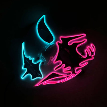 Masque LED Peint à la Main – Halloween, Carnaval, Mascarade & Cosplay – Effet Horreur Lumineux – Accessoire Unisexe