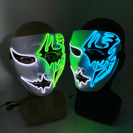 Masque LED Peint à la Main – Halloween, Carnaval, Mascarade & Cosplay – Effet Horreur Lumineux – Accessoire Unisexe