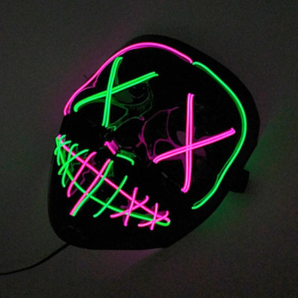 Masque de Purge Lumineux Sans Fil – LED Multicolores – Brille dans la Nuit – Déguisement pour Adultes & Enfants