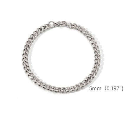 Bracelet Chaîne Cubaine Unisexe – Acier Inoxydable Couleur Or, Style Rétro & Tendance Hip Hop