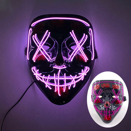 Masque de Mascarade Lumineux – Drôle & Mignon – Pour Enfants et Adultes – Masque Complet LED – Style Purge Classique pour la Nuit