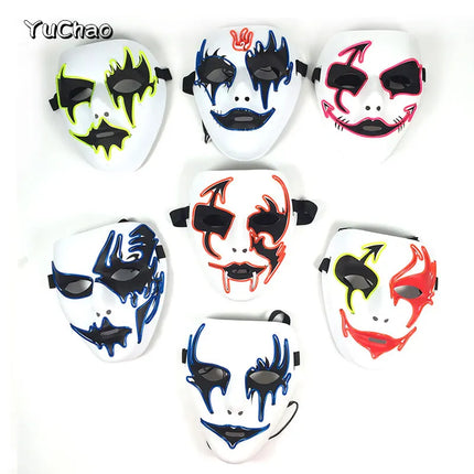 Masque LED Peint à la Main – Halloween, Carnaval, Mascarade & Cosplay – Effet Horreur Lumineux – Accessoire Unisexe