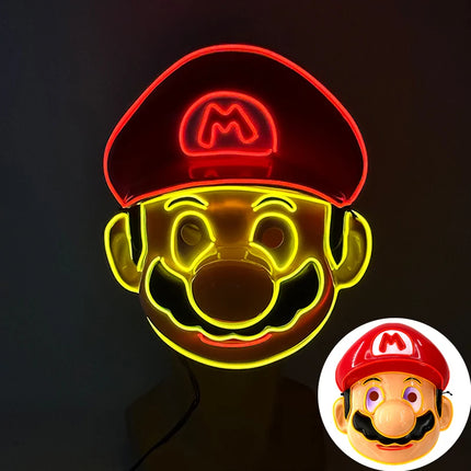 Masque de Mascarade Lumineux – Drôle & Mignon – Pour Enfants et Adultes – Masque Complet LED – Style Purge Classique pour la Nuit
