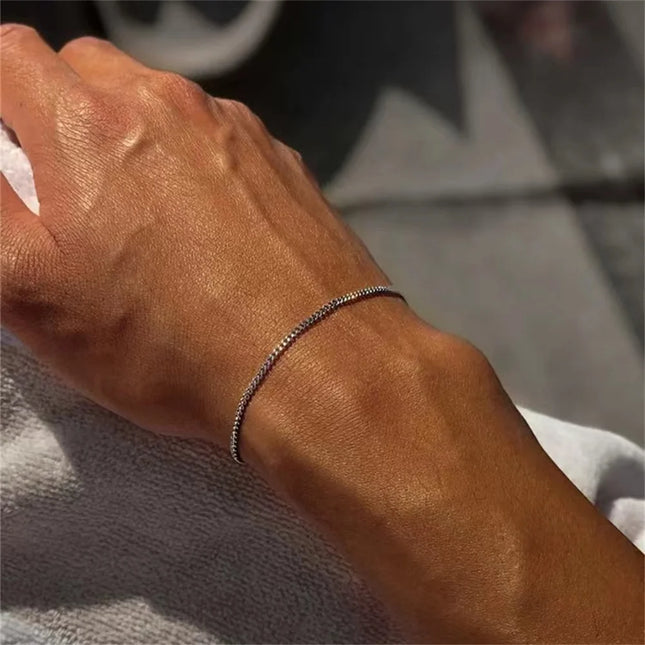Bracelet Chaîne Cubaine Unisexe – Acier Inoxydable Couleur Or, Style Rétro & Tendance Hip Hop