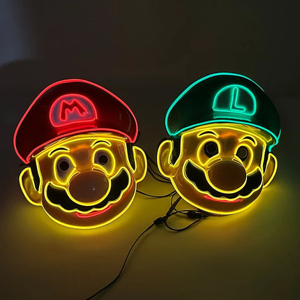 Masque de Mascarade Lumineux – Drôle & Mignon – Pour Enfants et Adultes – Masque Complet LED – Style Purge Classique pour la Nuit