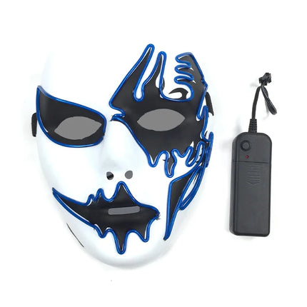 Masque LED Peint à la Main – Halloween, Carnaval, Mascarade & Cosplay – Effet Horreur Lumineux – Accessoire Unisexe