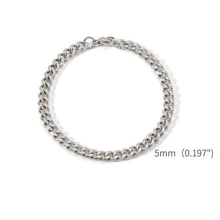 Bracelet Chaîne Cubaine Unisexe – Acier Inoxydable Couleur Or, Style Rétro & Tendance Hip Hop