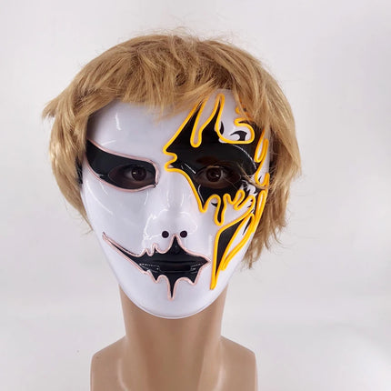Masque LED Peint à la Main – Halloween, Carnaval, Mascarade & Cosplay – Effet Horreur Lumineux – Accessoire Unisexe