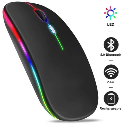 Souris Bluetooth Sans Fil RVB – Ergonomique, Rétroéclairée LED, 3600 DPI – Gaming & Bureautique