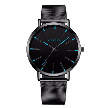 Montre Homme Ultra‑Mince – Style Business, Bracelet Maille Acier Inoxydable, Mouvement Quartz