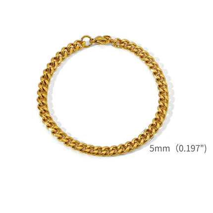 Bracelet Chaîne Cubaine Unisexe – Acier Inoxydable Couleur Or, Style Rétro & Tendance Hip Hop