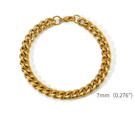 Bracelet Chaîne Cubaine Unisexe – Acier Inoxydable Couleur Or, Style Rétro & Tendance Hip Hop
