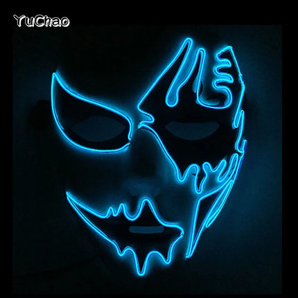 Masque LED Peint à la Main – Halloween, Carnaval, Mascarade & Cosplay – Effet Horreur Lumineux – Accessoire Unisexe