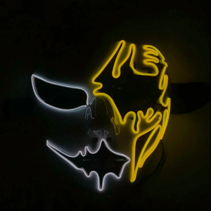 Masque LED Peint à la Main – Halloween, Carnaval, Mascarade & Cosplay – Effet Horreur Lumineux – Accessoire Unisexe