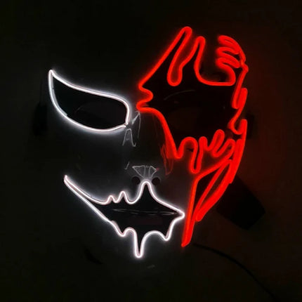 Masque LED Peint à la Main – Halloween, Carnaval, Mascarade & Cosplay – Effet Horreur Lumineux – Accessoire Unisexe