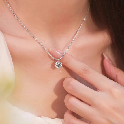 Collier en Argent Sterling S925 avec Moissanite TEN CARATS (0.5‑2CT) – Pendentif Super Scintillant Couleur D VVS1