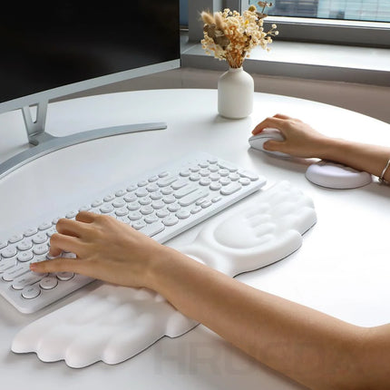 Repose‑Poignet Ergonomique « Aile d’Ange » – Clavier Mécanique & Souris, Mousse à Mémoire de Forme