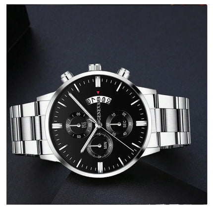 Montre Homme de Luxe – Style Business, Mouvement Quartz avec Calendrier, Bracelet en Acier Inoxydable