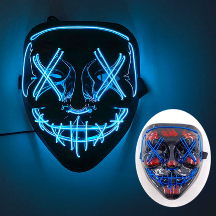 Masque de Mascarade Lumineux – Drôle & Mignon – Pour Enfants et Adultes – Masque Complet LED – Style Purge Classique pour la Nuit