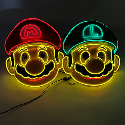 Masque de Mascarade Lumineux – Drôle & Mignon – Pour Enfants et Adultes – Masque Complet LED – Style Purge Classique pour la Nuit