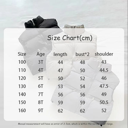 Gilet Chaud Enfant à Col Montant – Hiver, Mode Unie – Garçons & Filles 3 à 9 Ans