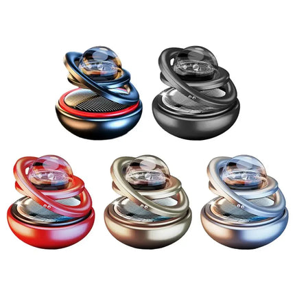 Ornement Solaire Rotatif Double Boule de Cristal – Parfum & Élégance pour Votre Voiture