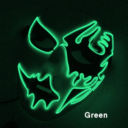 Masque LED Peint à la Main – Halloween, Carnaval, Mascarade & Cosplay – Effet Horreur Lumineux – Accessoire Unisexe