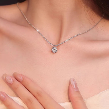 Collier en Argent Sterling S925 avec Moissanite TEN CARATS (0.5‑2CT) – Pendentif Super Scintillant Couleur D VVS1