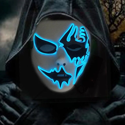 Masque LED Peint à la Main – Halloween, Carnaval, Mascarade & Cosplay – Effet Horreur Lumineux – Accessoire Unisexe