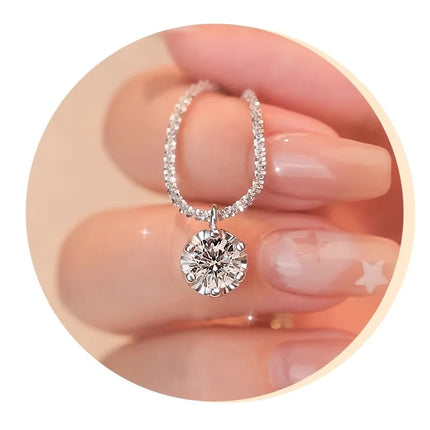 Collier en Argent Sterling S925 avec Moissanite TEN CARATS (0.5‑2CT) – Pendentif Super Scintillant Couleur D VVS1