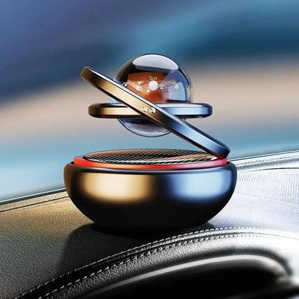 Ornement Solaire Rotatif Double Boule de Cristal – Parfum & Élégance pour Votre Voiture