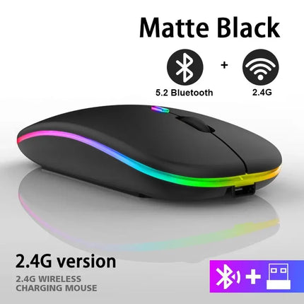Souris Bluetooth Sans Fil RVB – Ergonomique, Rétroéclairée LED, 3600 DPI – Gaming & Bureautique