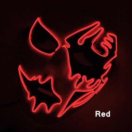 Masque LED Peint à la Main – Halloween, Carnaval, Mascarade & Cosplay – Effet Horreur Lumineux – Accessoire Unisexe