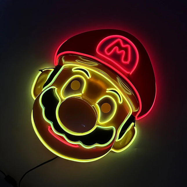 Masque de Mascarade Lumineux – Drôle & Mignon – Pour Enfants et Adultes – Masque Complet LED – Style Purge Classique pour la Nuit
