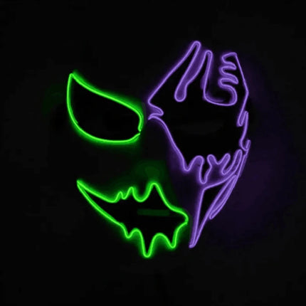 Masque LED Peint à la Main – Halloween, Carnaval, Mascarade & Cosplay – Effet Horreur Lumineux – Accessoire Unisexe