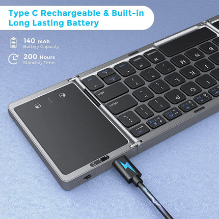 Clavier Bluetooth Sans Fil Pliable Seenda – Portable, Rechargeable – Compatible PC, Mac, Smartphone, Windows, iOS & Android