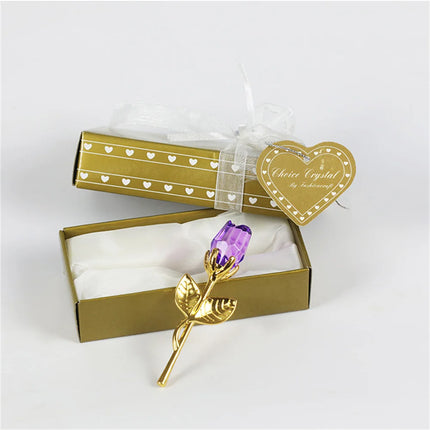 Rose en Verre de Cristal – Tige Argent & Or – Cadeau Romantique pour Saint‑Valentin, Mariage ou Anniversaire