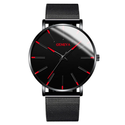 Montre Homme Ultra‑Mince – Style Business, Bracelet Maille Acier Inoxydable, Mouvement Quartz